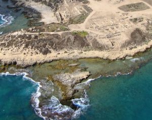 Tel Dor excavation site, aerial view